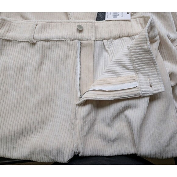 Dex Wide Leg Corduroy Ankle Pant in Ecru High Rise Size XL - Picture 10 of 16